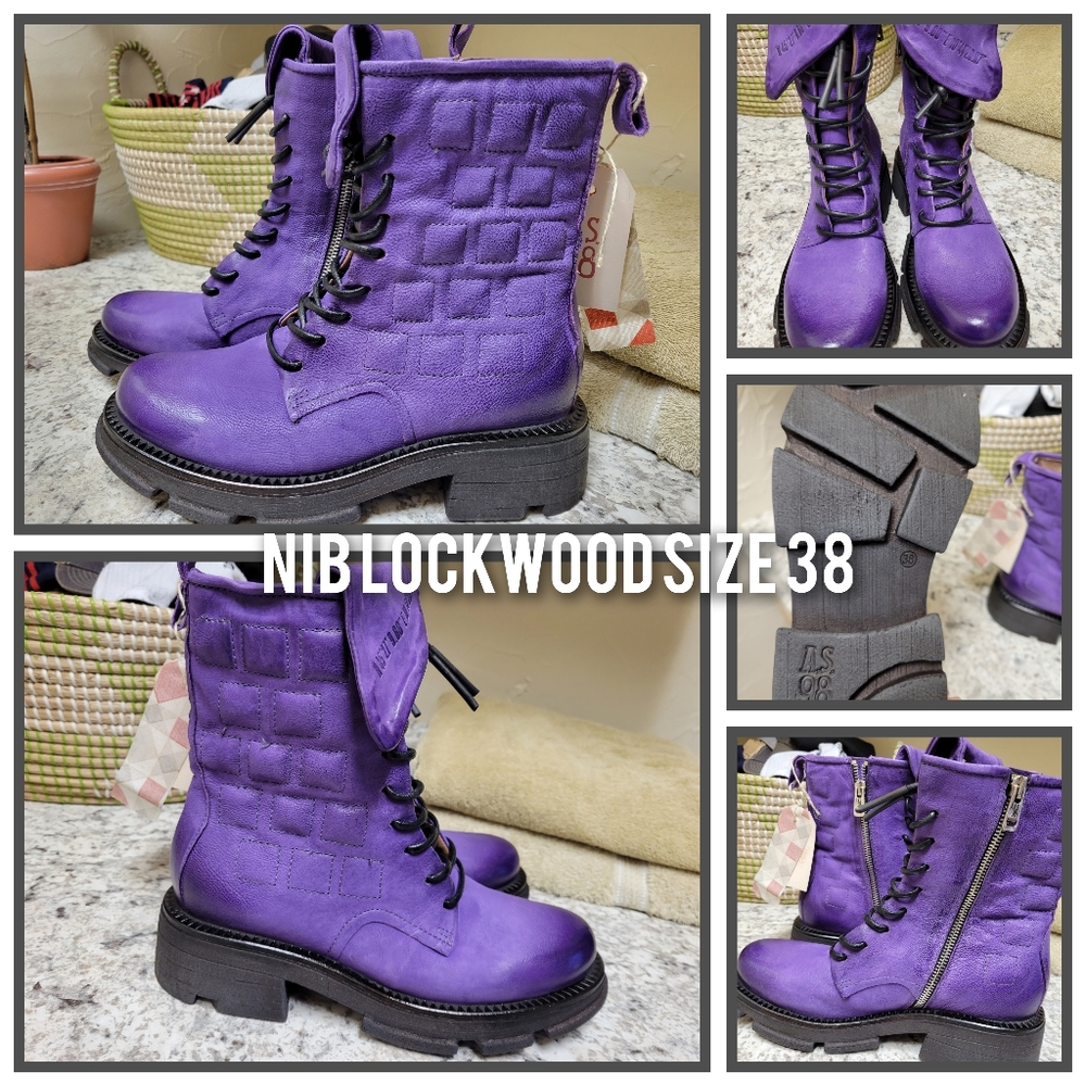 NIB A.S.98 Lockwood Toxic Purple Women's Combat Boots 38